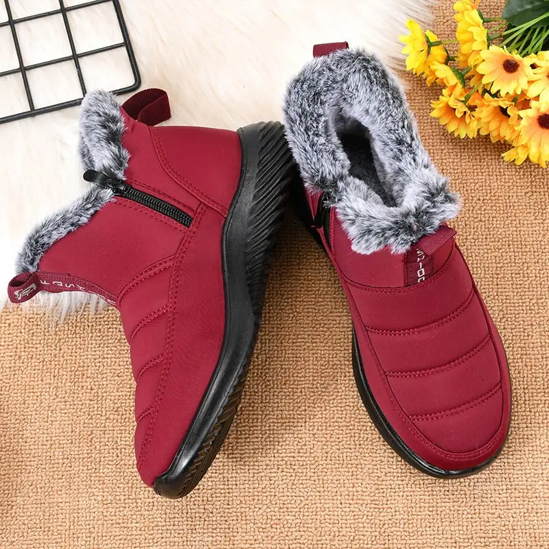 

Женские ботильоны на толстой подошве, однотонные ботинки из флока с коротким плюшем, теплые зимние ботинки, новый дизайн 2021