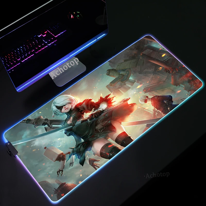 nier replicant rgb mouse pad gamer carpet notbook computer mousepad gaming mouse pads gamer keyboard mouse mat laptop xl led rug free global shipping