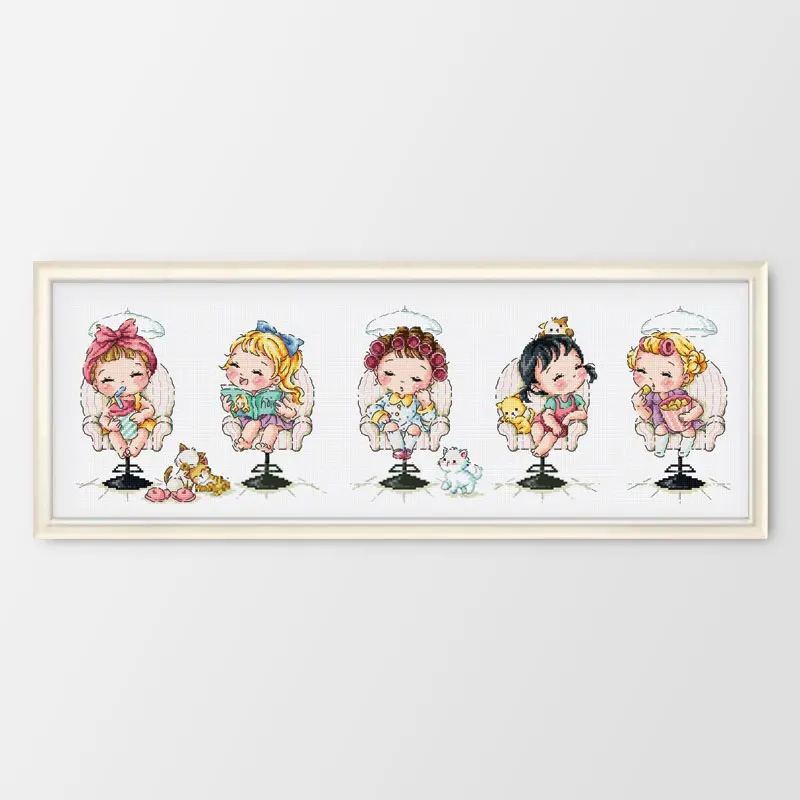 

Fishxx напечатанные на холсте китайские наборы для вышивки крестиком вышивка рукоделие маленькая девочка в маленькой парикмахерской