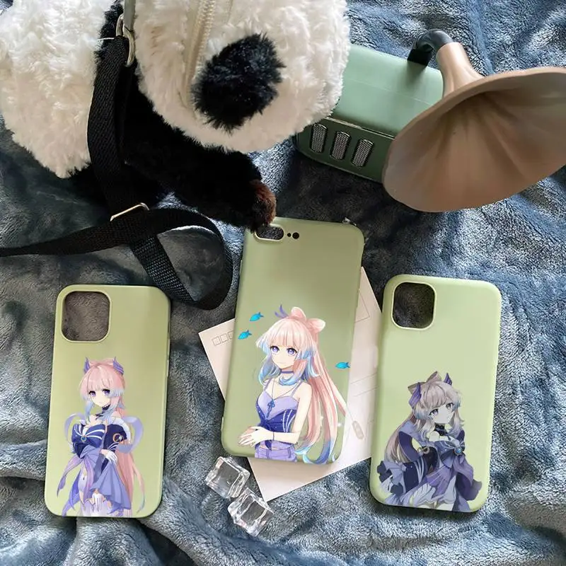 

Sangonomiya Kokomi Genshin Impact Phone Case Candy Color for iPhone 6 7 8 11 12 s mini pro X XS XR MAX Plus