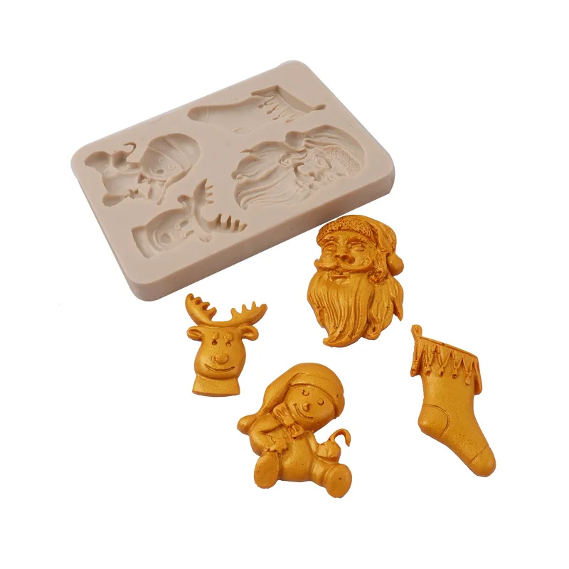 

Fondant Mold Christmas Decoration Elk Elderly Pendant Epoxy Mold Christmas Stocking Snowman Cake Silicone Baking Accessories