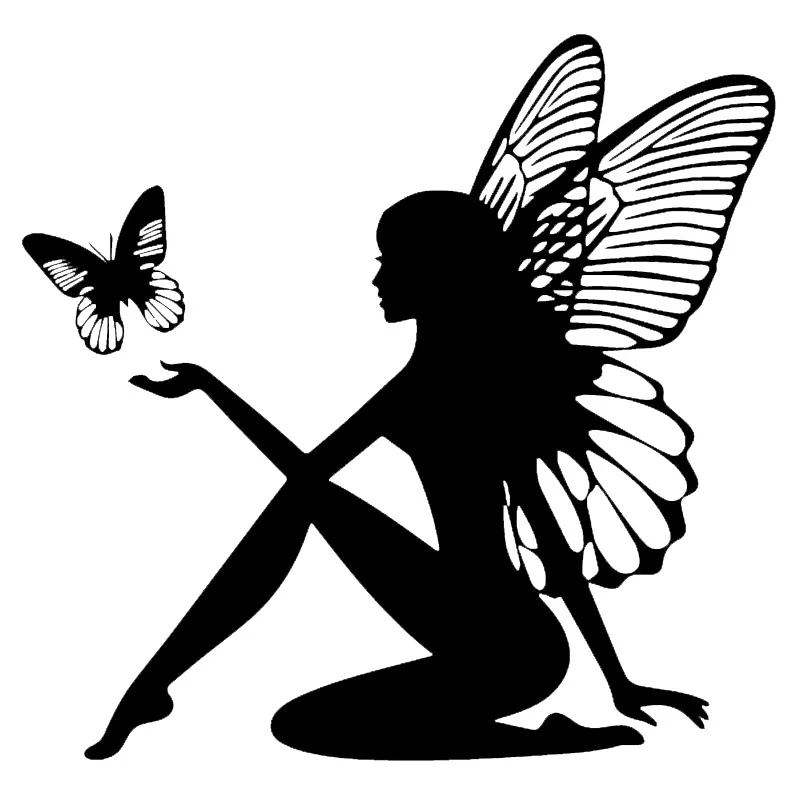 

Сказочная Автомобильная наклейка в виде бабочки, фантастическая Автомобильная наклейка, виниловый декор, черный/серебристый цвет, 19*18,4 см