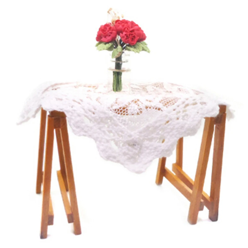 1:12 Scale Miniatures 9cm Furniture Decoration White Knitting Table Placemat Coffee Mat for Dollhouse Life Scene Model Toy | Игрушки и