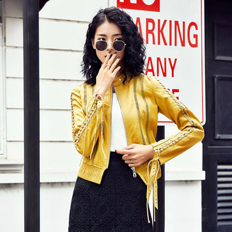 Весна 2020 уличная одежда с длинным рукавом кожаная куртка женская панк Moto learher