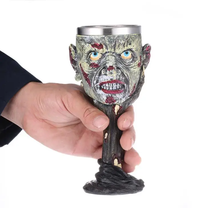 Подарки на Хэллоуин Готическая смола нержавеющая череп винный бокал чашка для