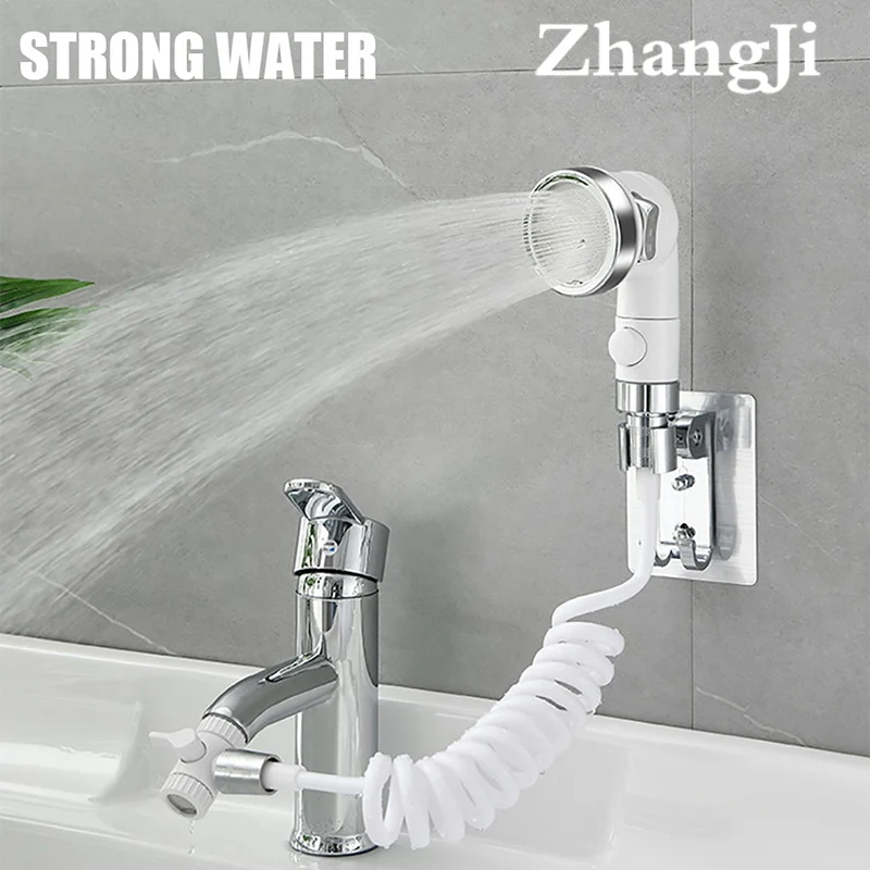 

ZhangJi Water Faucet External Shower 3 Modes White Bathroom Washbasin Shampoo Artifact Handheld Small Nozzle Kitchen Sink Faucet