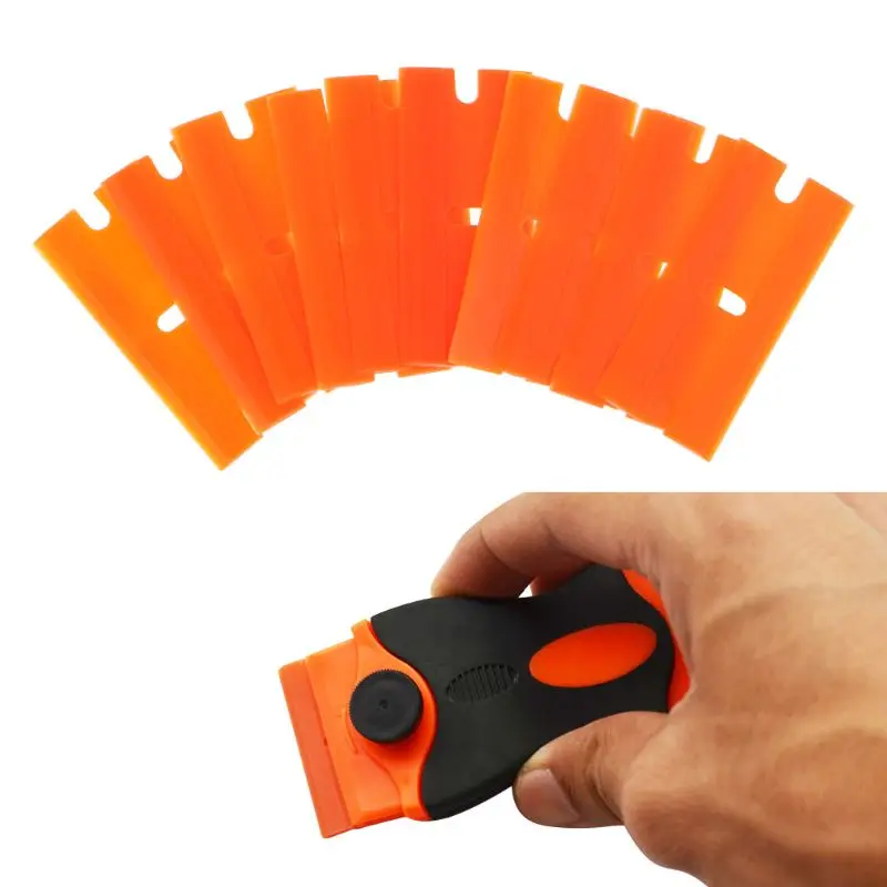 

10Pcs/Set Double-Edged Plastic Blades Replacement Scraper Window Glass Glue Tape Plastic Blade