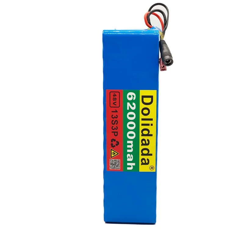 

2021 new 13s3p 48V 62000mah 1000W Li ion battery pack for 54.6V electric bicycle scooter with BMS + charger