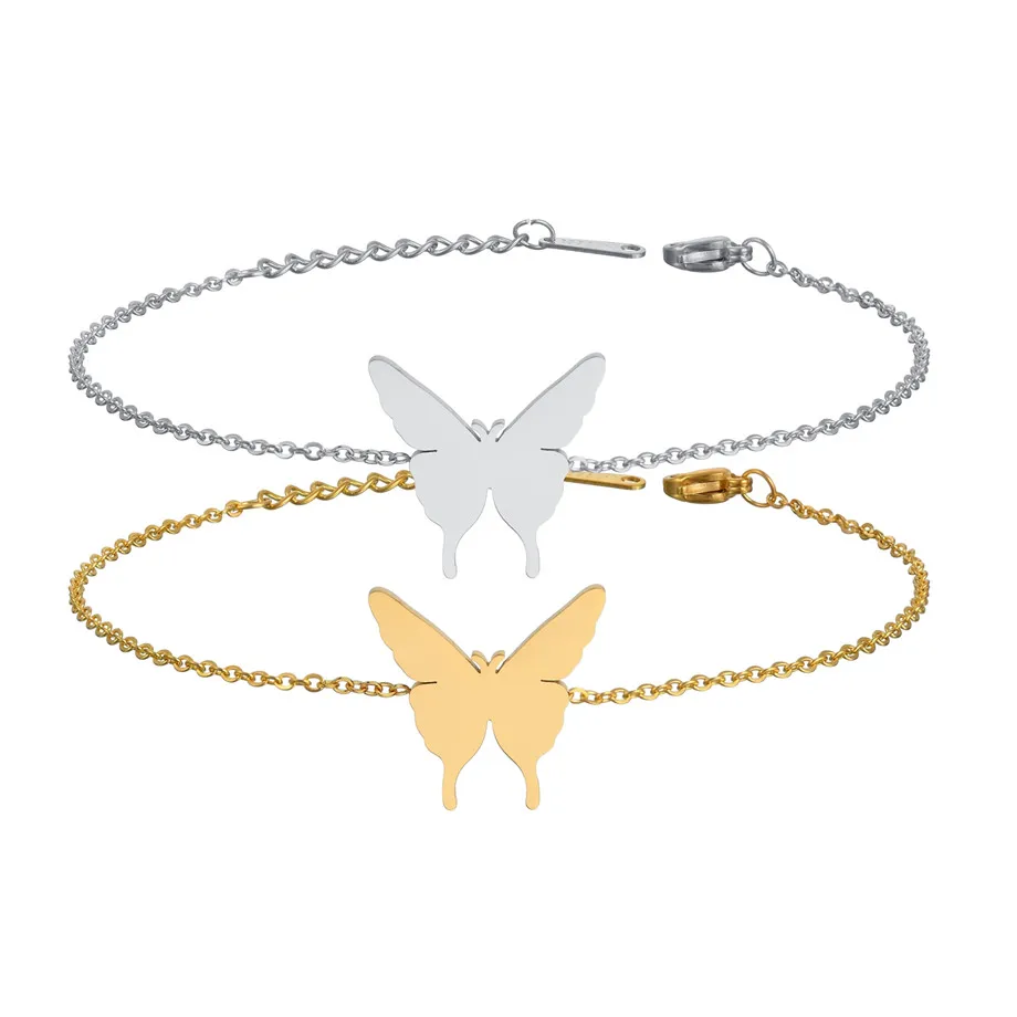 Модный браслет в виде бабочки с животными браслеты золотого цвета из нержавеющей