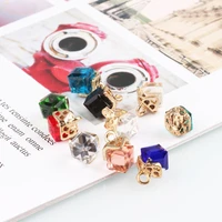 k gold square crystal pendant earrings bracelet earrings materials for diy necklaces earrings accessories jewelry hardware