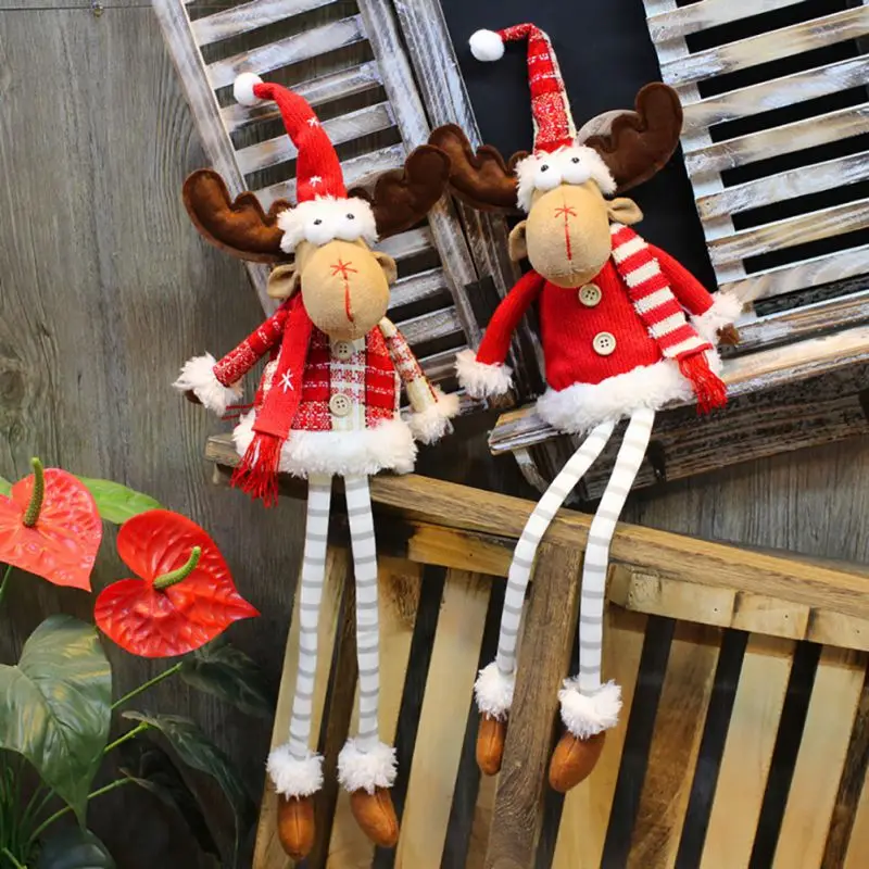 

Christmas Table Ornament Velvet Cartoon Elk Doll Sitting Home Decoration Festival Gift