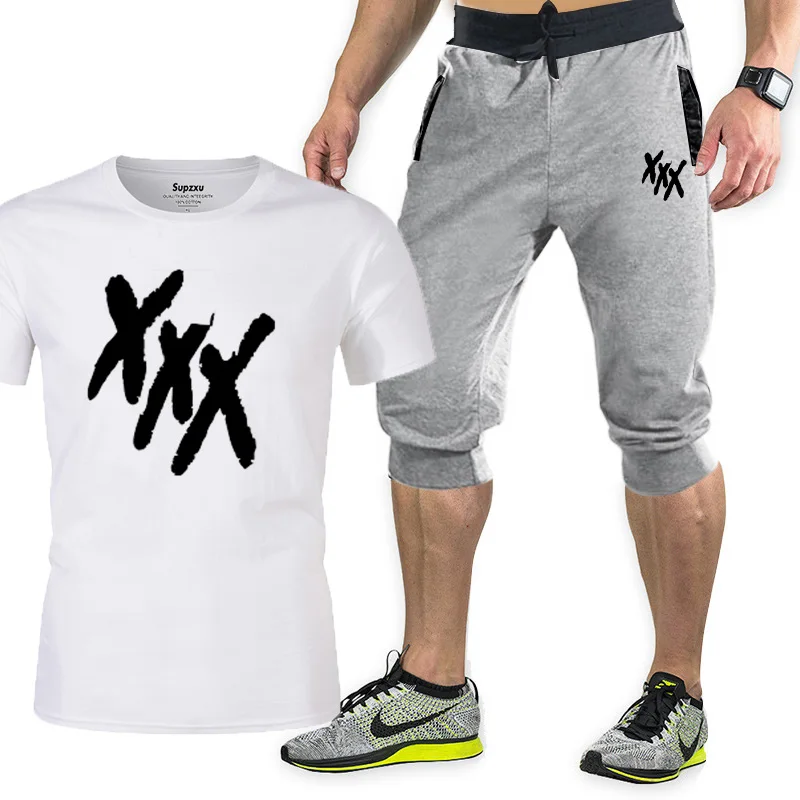 

2021 new summer fashion casual brand men's suit sportswear sportswear sportswear men's sports shirt short-sleeved T-shirt 2-piec