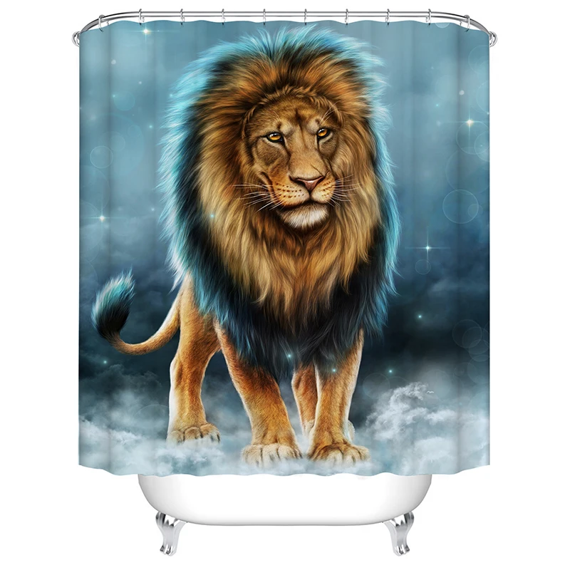 

African Lion Bathroom Curtain Shower Curtain Waterproof Polyester Fabric Bath Curtain