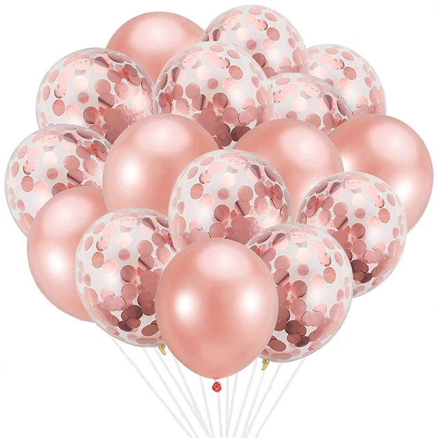 15pcs Balloons2 Розовое золото, украшения для дня рождения, вечерние бумажные принадлежности для взрослых, одноразовые бумажные тарелки, набор для детского душа, вечерние украшения - Цвет: 15pcs Balloons2