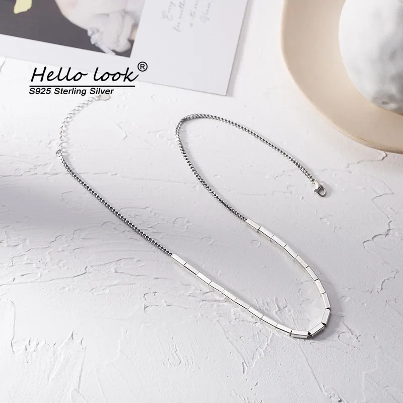 

Ожерелье HelloLook из стерлингового серебра 925 пробы с геометрическим рисунком, Женская цепочка до ключиц, Модные Винтажные Серебряные украшени...