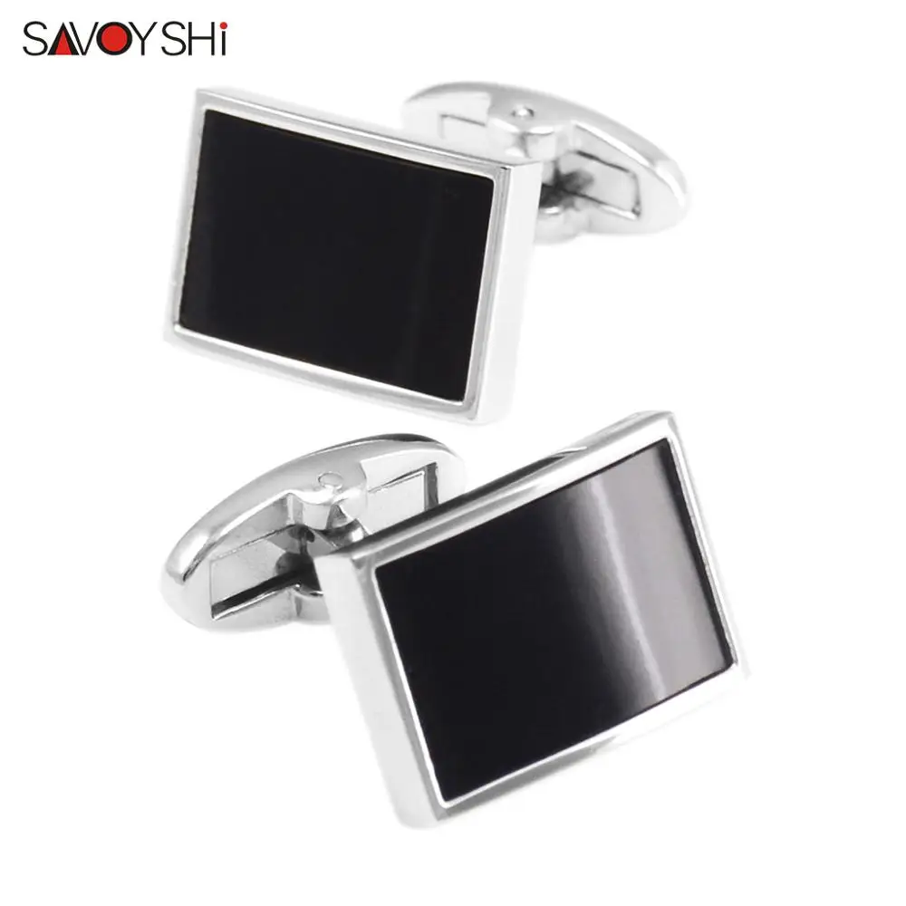 SAVOYSHI классические запонки из черного камня для мужских костюмов рубашка