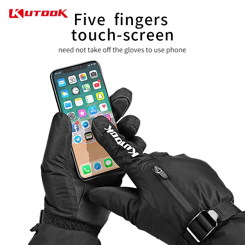 KUTOOK Термальность для катания на лыжах перчатки Водонепроницаемый ветрозащитные