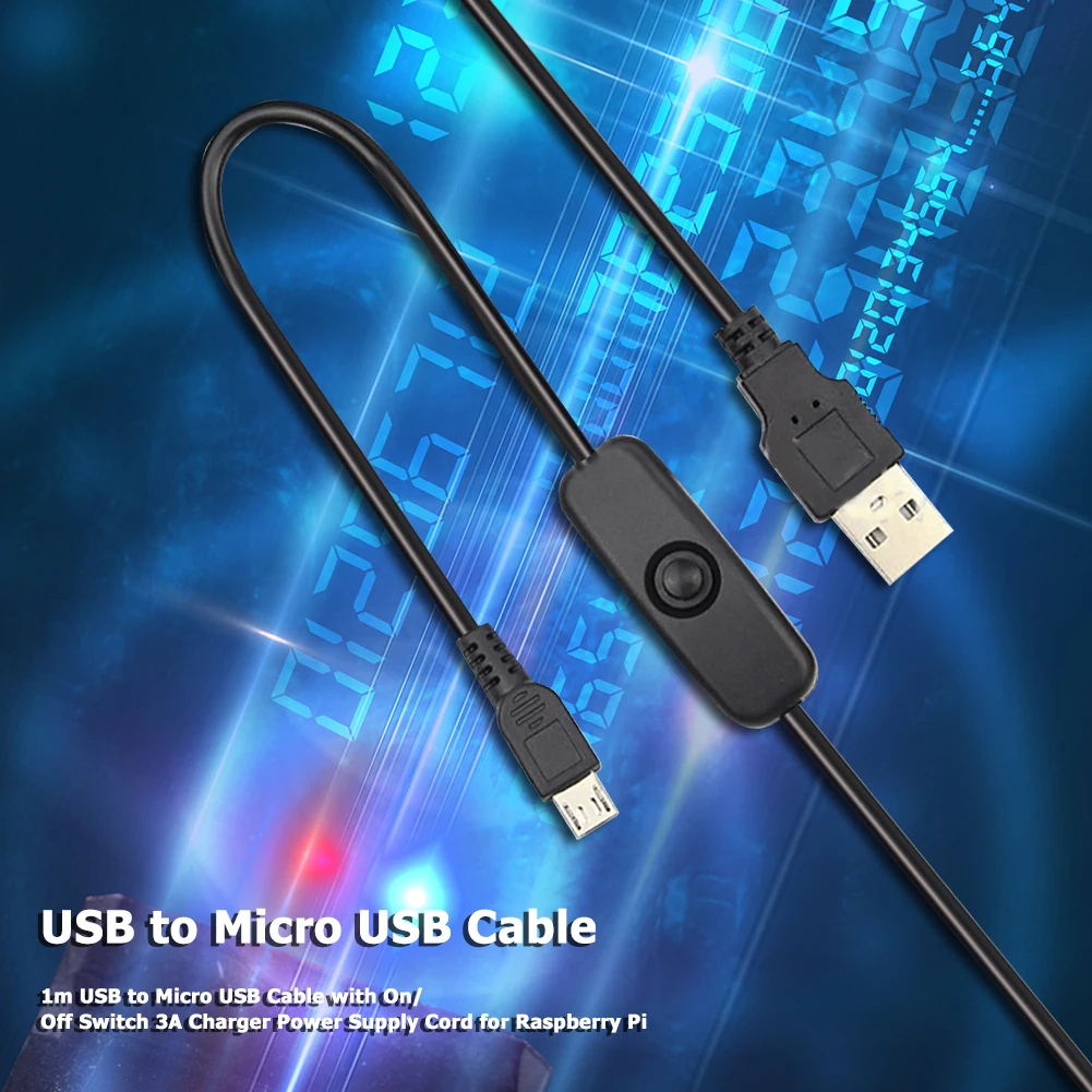 USB к Micro USB-кабелю 3 А зарядное устройство шнур питания с переключателем ВКЛ/ВЫКЛ