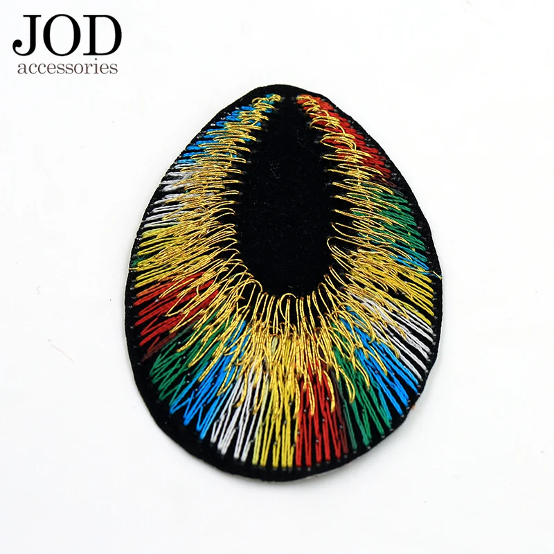 Цветные перья павлина вышитые нашивки с полосками для одежды значки Аппликации