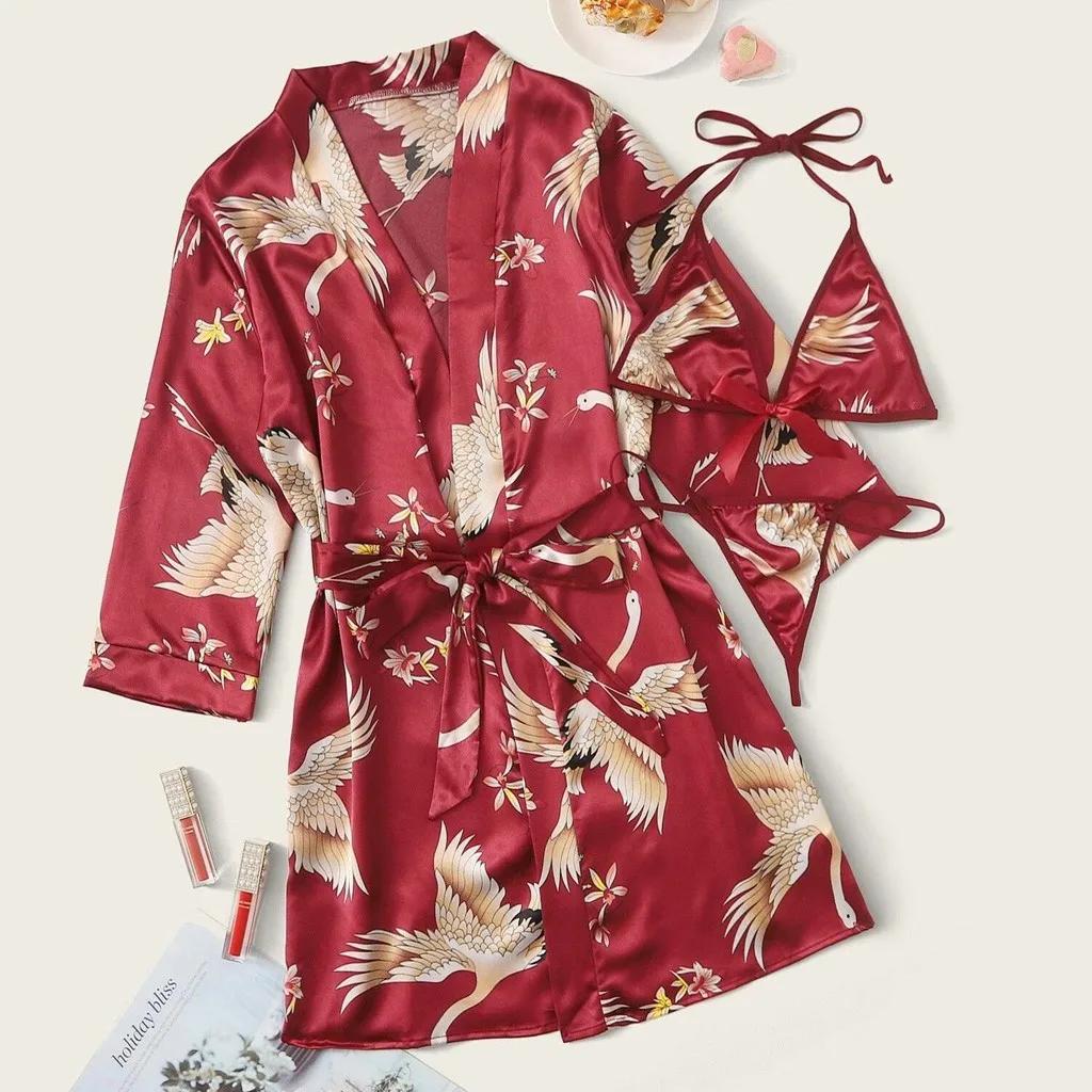 MIARHB журавль атласная шелковая ночная рубашка для женщин нижнее белье халаты