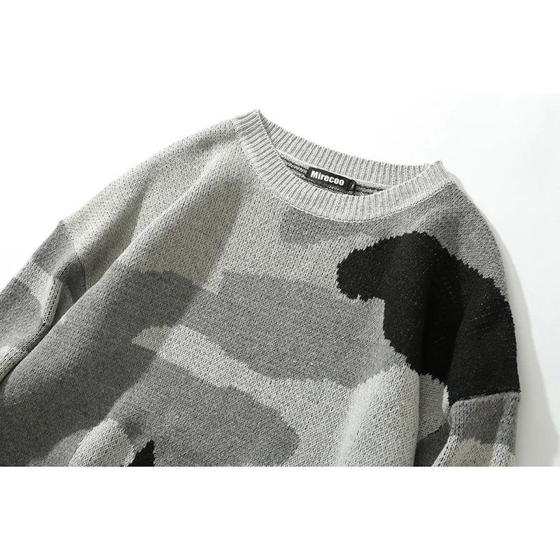 Мужской Камуфляжный свитер с круглым вырезом повседневный однотонный вязаный