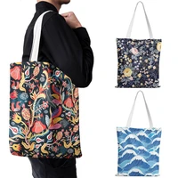 japanese style printed reutilizable shopping bag fashion eco harajuku funny women canvas bags storage foldable casual handbag