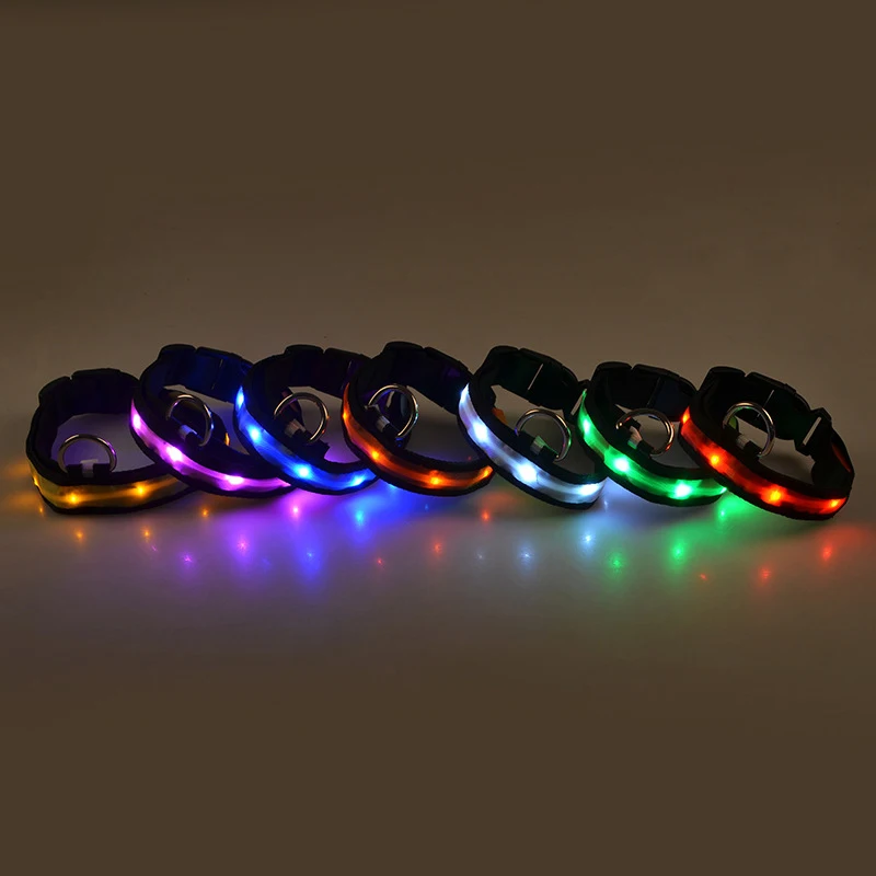 1 шт нейлон светодиодный ошейник с лампой ночь Безопасность мигающий светится в