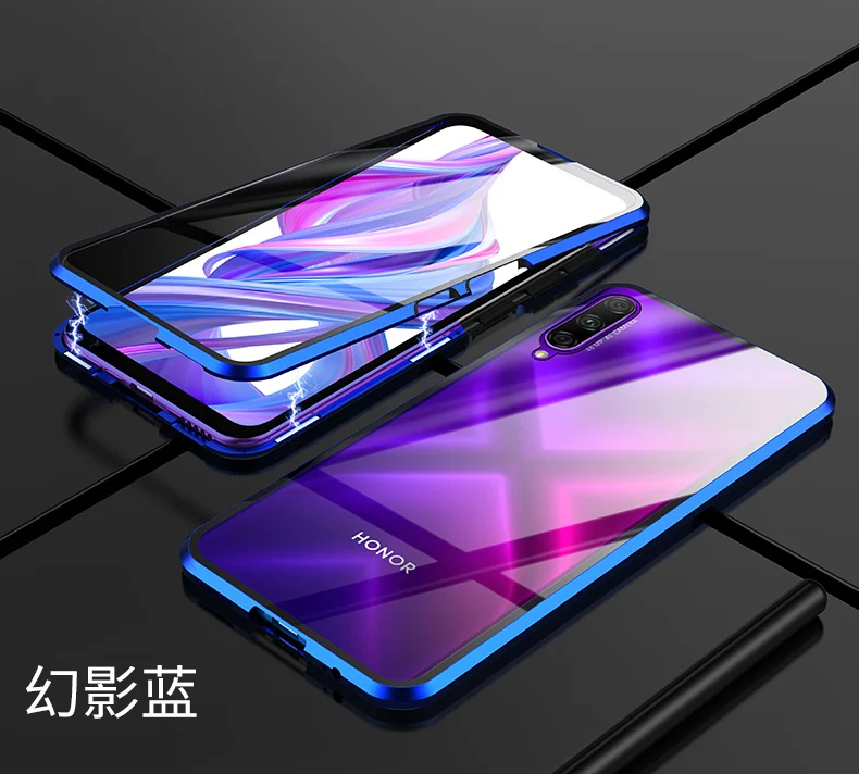 Чехол для huawei Honor 9x, двойной, полный, передний, задний, из закаленного стекла, металлический, магнитный, прозрачный, для Honor 9x20 Pro, чехол, Coque Funda