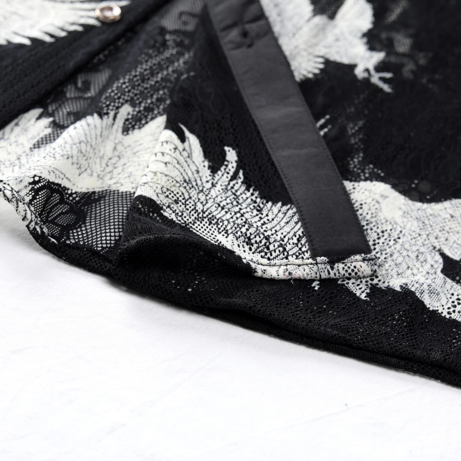 Белая кружевная рубашка с орлом сексуальная прозрачная Мужская Клубная летняя