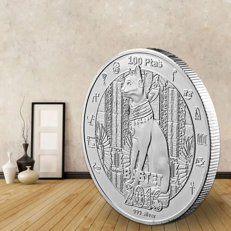 Египетская мифология кошка богиня бастетт монета посеребренные памятные монеты