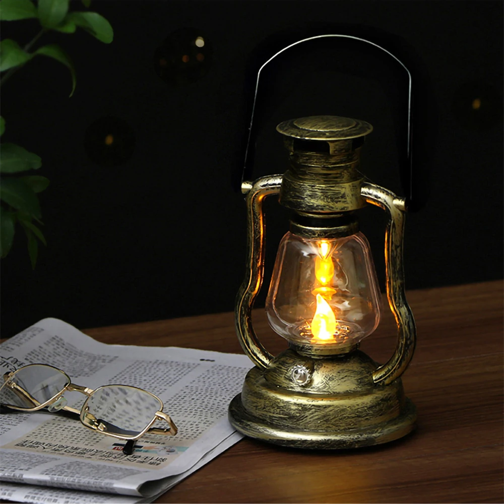 

Iron Vintage Retro Kerosene Lanterns Oil Lamp Portable Lamp Solar Rechargeable Indoors Garden LED Nightlight Light Decoration