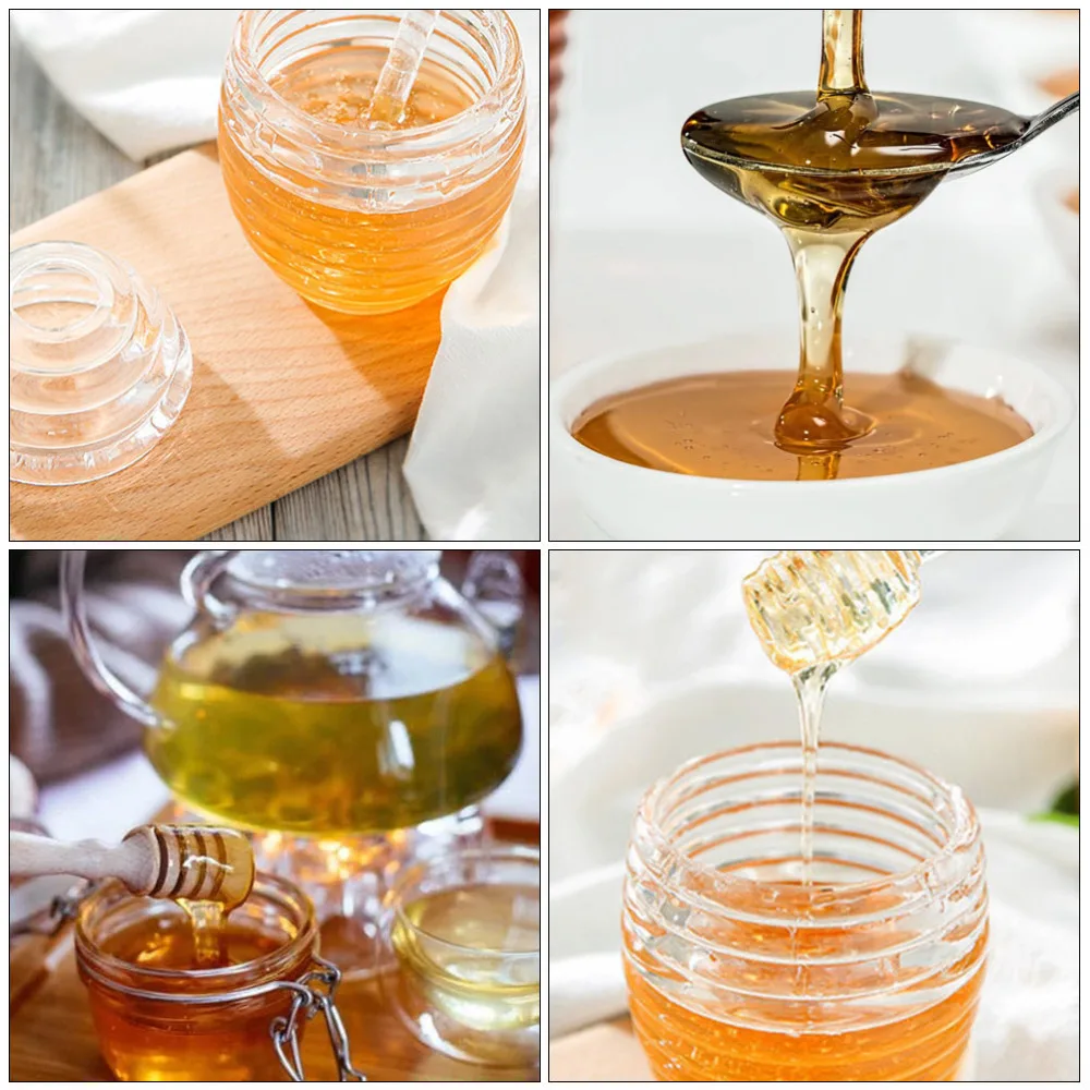 

1 set of Kitchen Honey Storage Jar Honey Pot Honey Dispenser with Stirring Rod