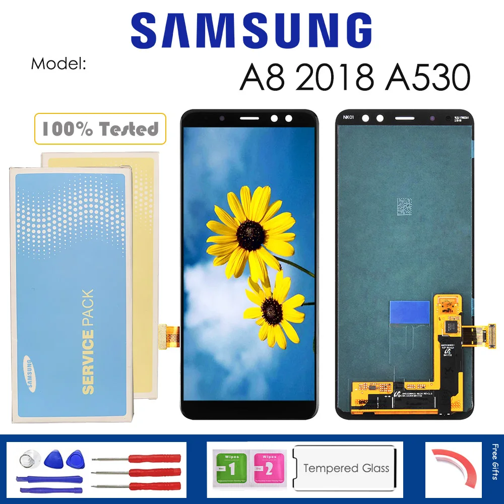 Для samsung Galaxy A8 2018 A530 ЖК дисплей с сенсорным сенсором стекло дигитайзер в сборе