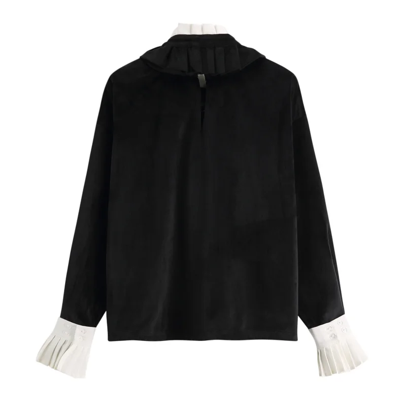 

Spring Sweater Ruffled Collar Long Sleeve Velour Cartoon Pullovers Soft Vintage Retro All-match Simple Fashion Sweater Women