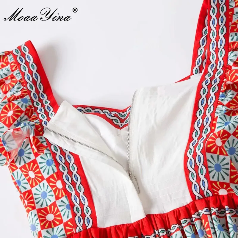 MoaaYina модное дизайнерское летнее платье для женщин с рукавом-бабочкой винтажное