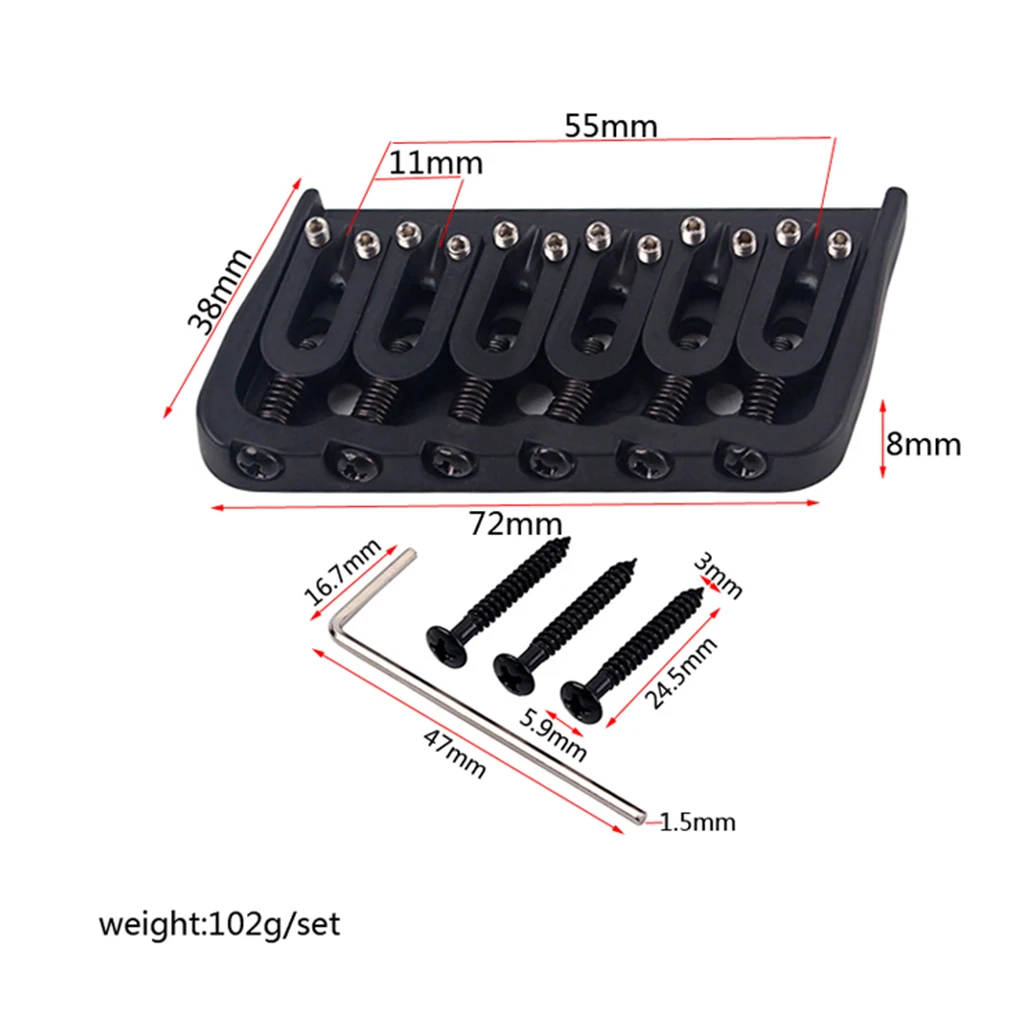 

Fixed Guitar Bridge Tailpiece Nut 6-String Bridge with Key And Screws Instrument