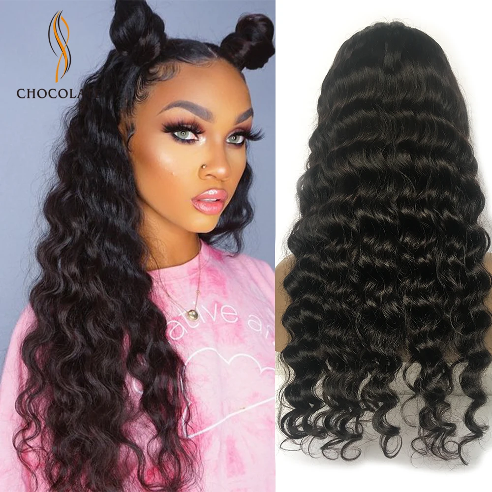 Недорогие волнистые человеческие волосы Длинные свободные парики с глубокой