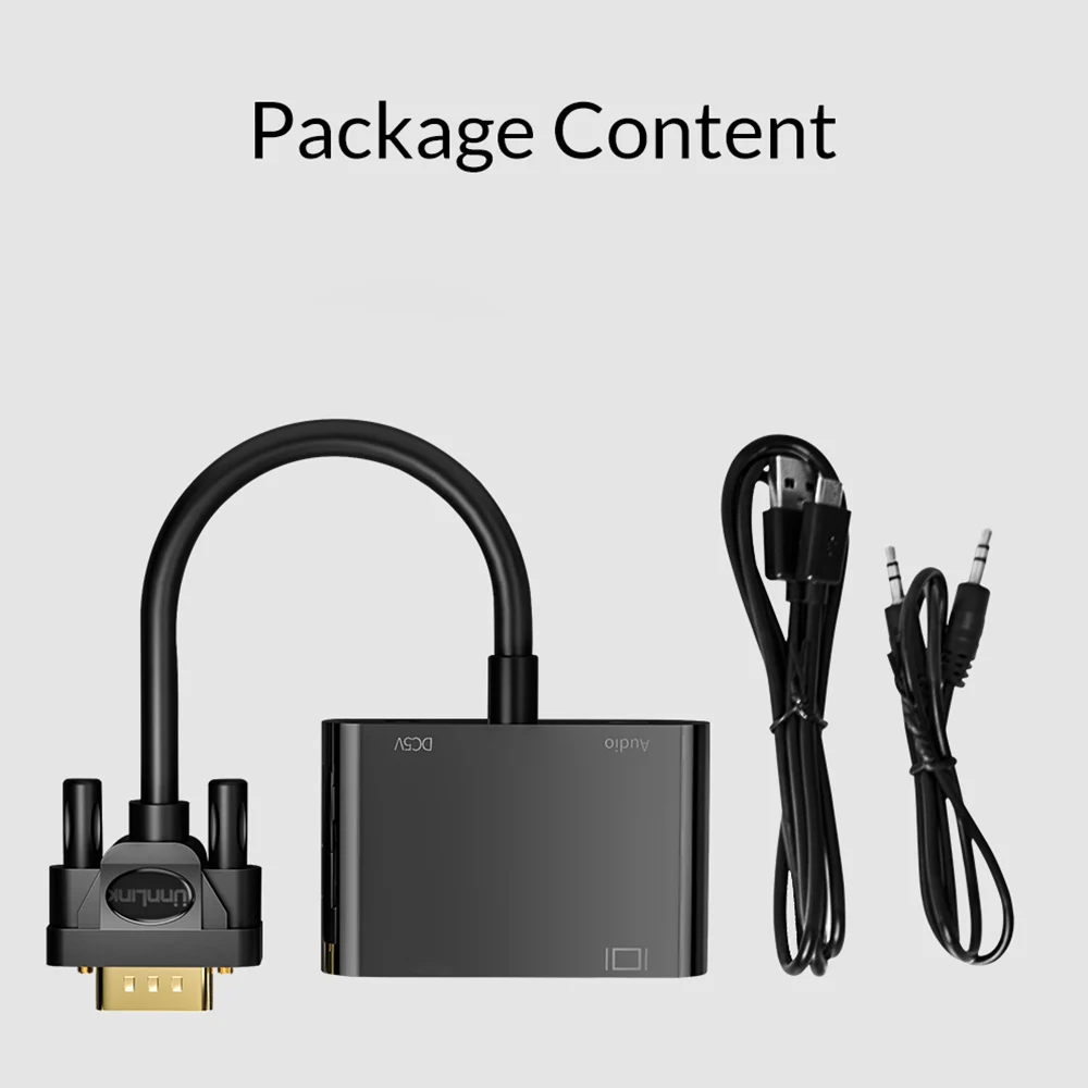 

Unnlink VGA to HDMI-compatible VGA Converter with Audio 2 In 1 FHD1080P@60Hz Sync for laptop computer pc host to monitor HDTV