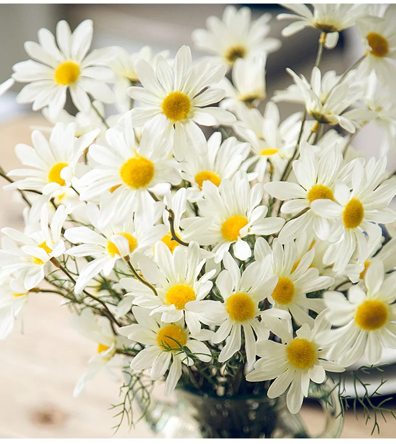 1 букет с 5 головками искусственная ромашка шелковые цветы Свадебный декор