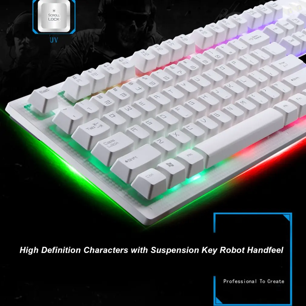 

USB Wired Mechanical Keyboard Gaming Colorful Backlight RGB For PC Computer Gamer Waterproof 104 Keys EDUP New