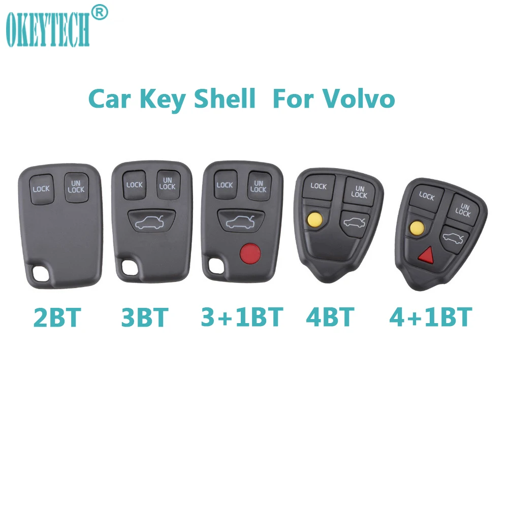 

OkeyTech Remote Fob Car Key Shell Case Replacement Auto Key Cover 2/3/4/5 Buttons For VOLVO S70 V70 C70 S40 V40 1998-2005 Shell