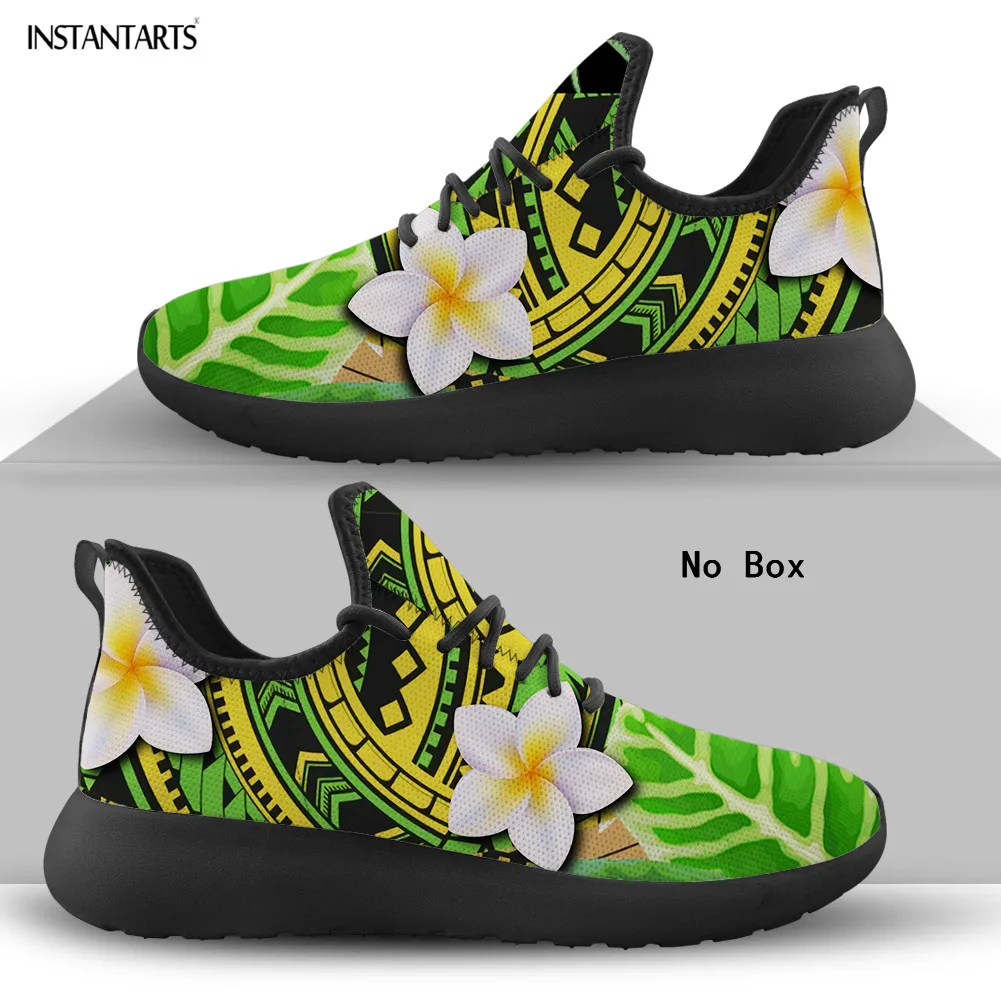

Женские кроссовки INSTANTARTS, полинезийский этнический дизайн, Плюмерия, плоская подошва, на шнуровке, Повседневные Удобные Сникерсы для прогул...
