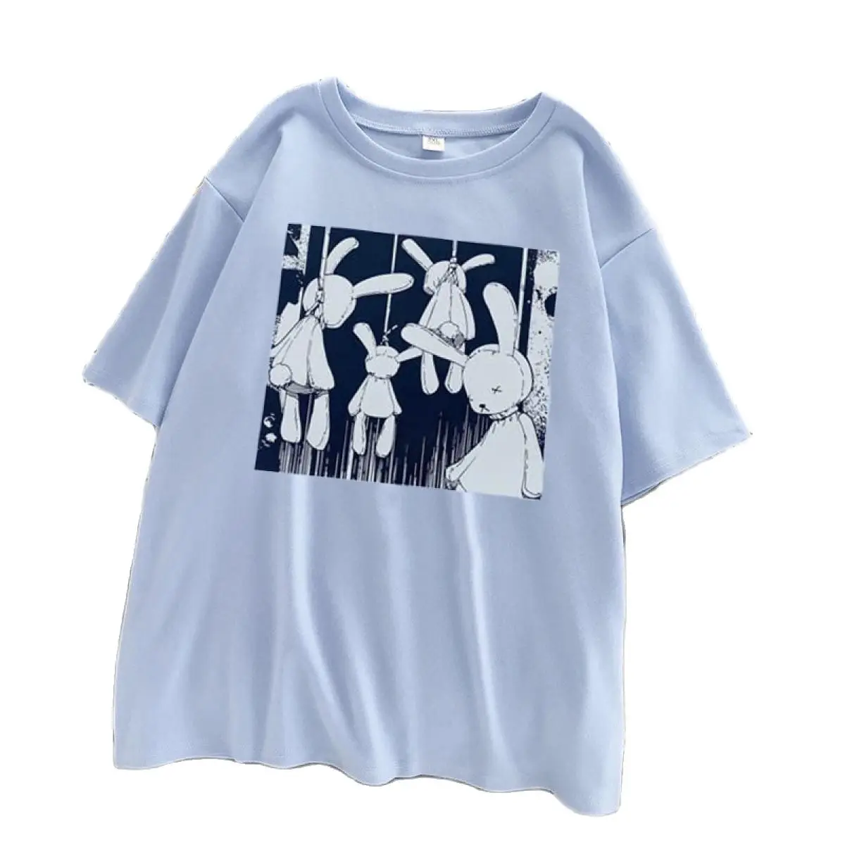 

2021Women White T Shirt Y2K Harajuku Print Top Short Sleeve T Shirts Oversized Summer Clothing Vintage Loose Tee Clothes Blouses