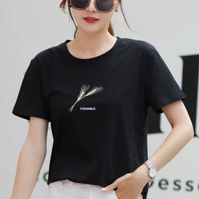 

2021 new fashion T-shirt Summer Short Sleeve Womens Round Neck Graphic