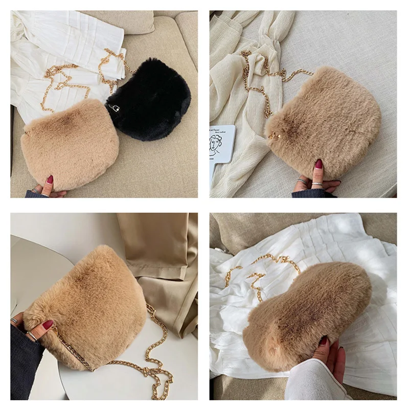 Женская зимняя мини сумка с мехом и искусственным модная мессенджер женский