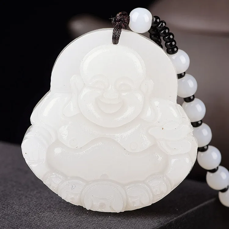 Подвеска из натурального белого нефрита в виде денег Будды ожерелье