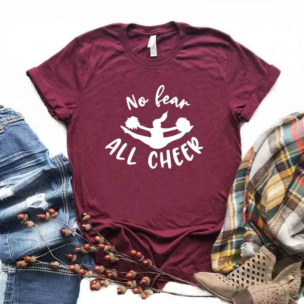 

Women T Shirt No Fear All Cheer Dancer Print Tshirt Women Short Sleeve O Neck Loose T-shirt Ladies Summer Causal Tee Shirt Tops
