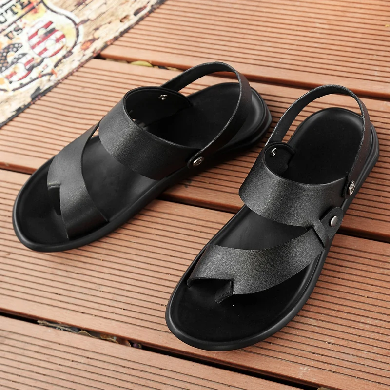 Сандалии мужские из натуральной кожи нескользящая пляжная обувь Повседневные