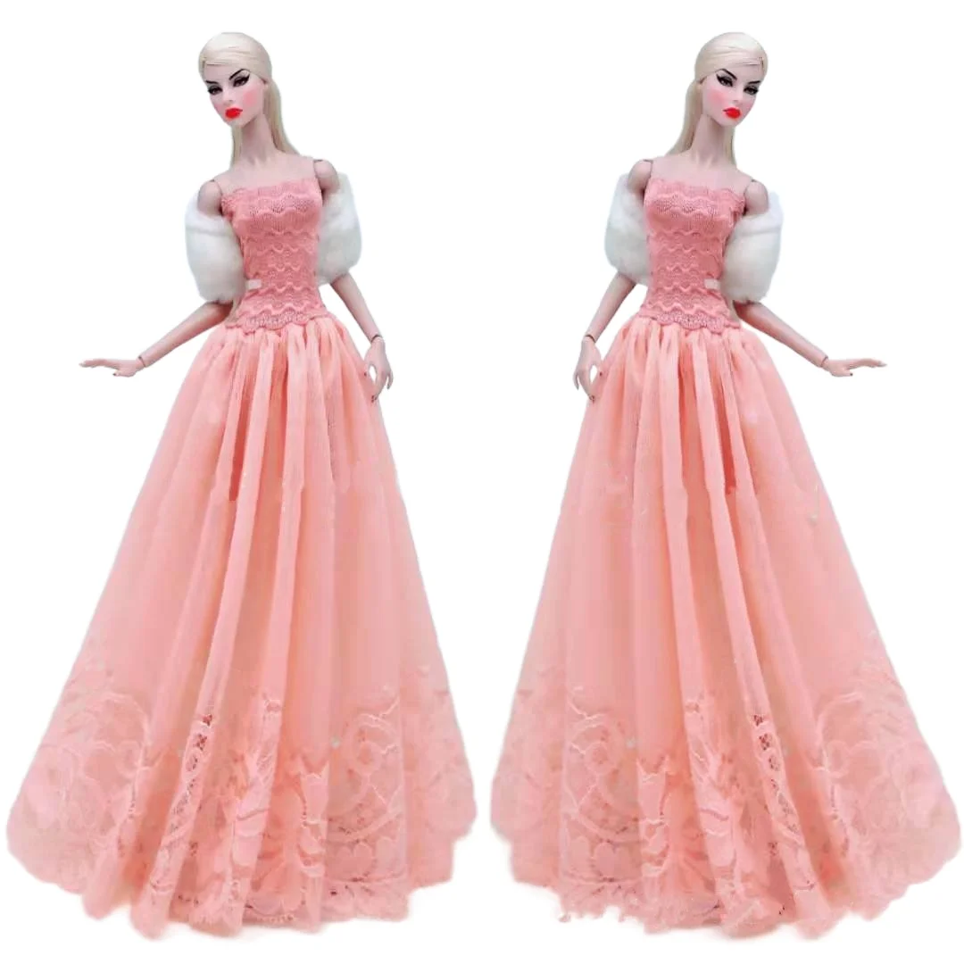 

1:6 Doll Clothes Set Elegant Orange Off Shoulder Party Gown Princess Dresses For Barbie Doll Clothes Outfits 1/6 BJD Accessories