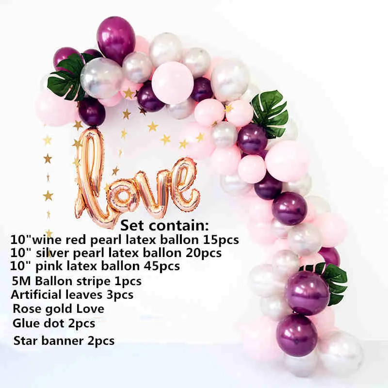 89 шт. комплект гирлянды из розового золота воздушные шары в виде сердца розовый